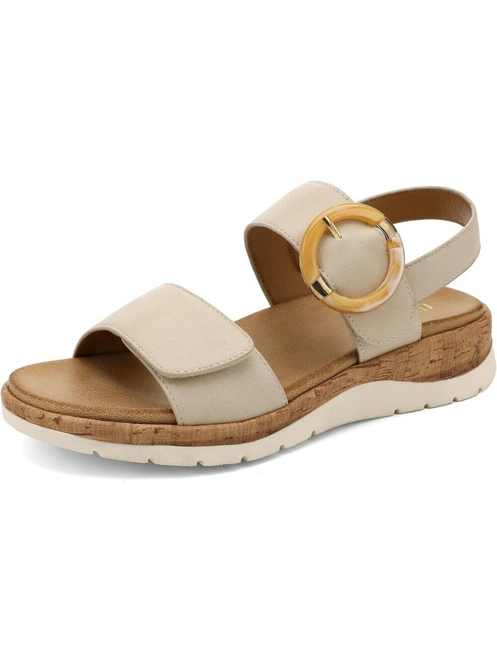 Women's Beige Summer Open Toe Adjustable Ankle Straps Comfortable Sandals
